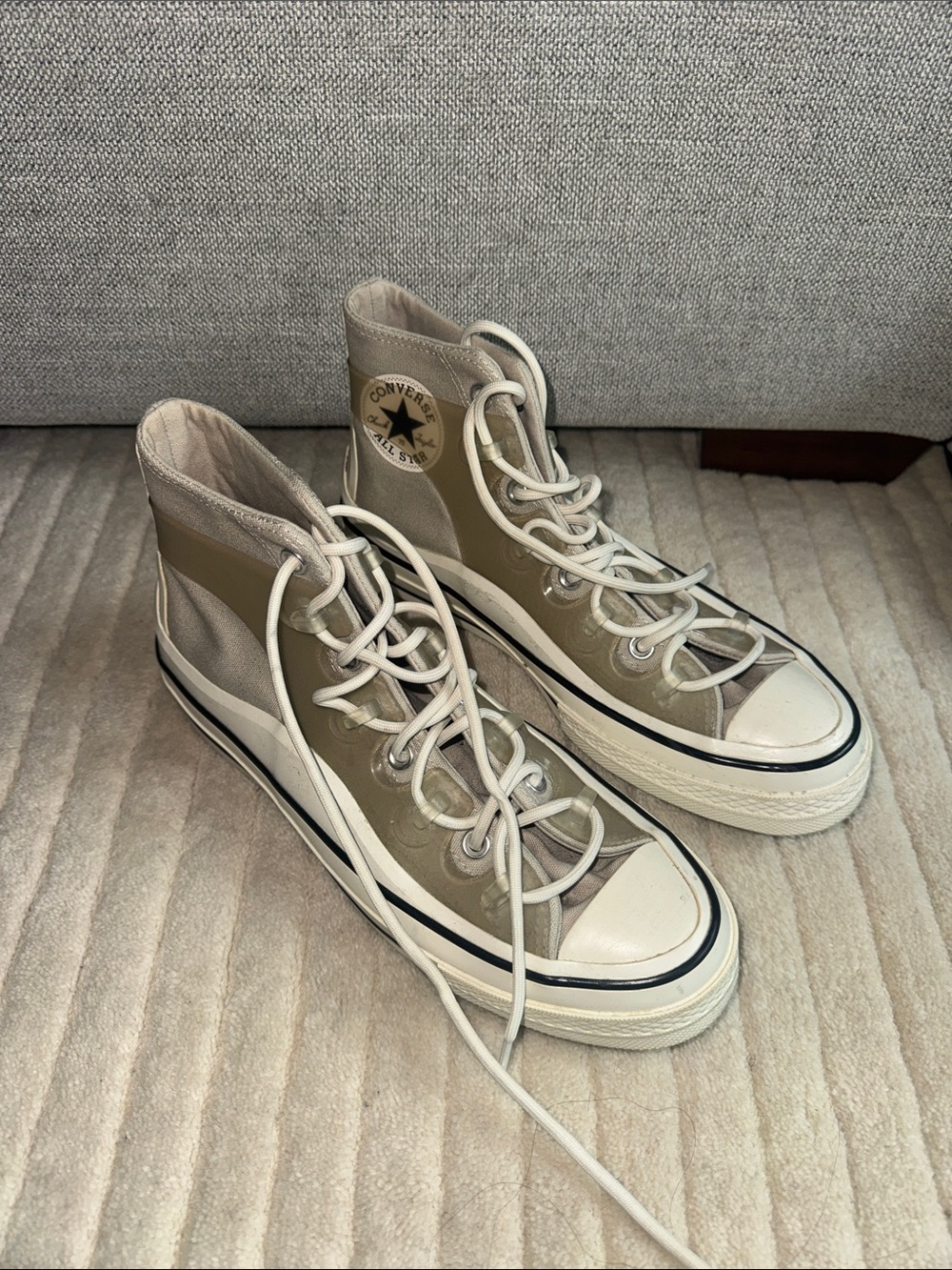 Converse High Top Sneakers - Beige and White